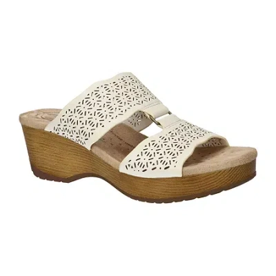 Easy Works By Easy Street Womens Rin Wedge Sandals In White