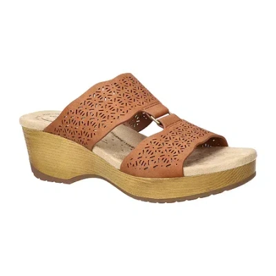 Easy Works By Easy Street Womens Rin Wedge Sandals In Brown