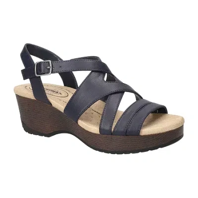 Easy Works By Easy Street Womens Rosella Wedge Sandals In Blue