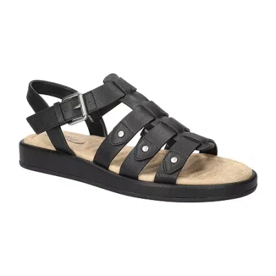 Easy Street Womens Chirp Adjustable Strap Flat Sandals In Black