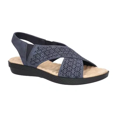 Easy Street Claudia Womens Faux Leather Slingback Sandals In Blue