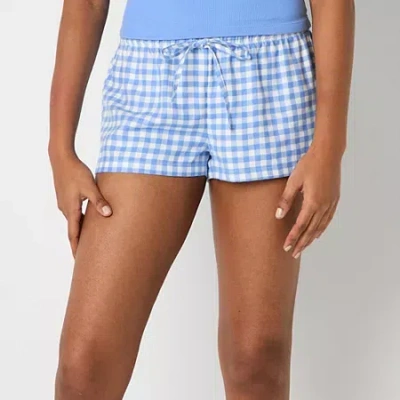 Arizona Body Low Rise Womens Flannel Juniors Pajama Shorts In Blue