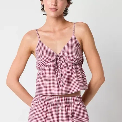 Arizona Body Womens Poplin V Neck Sleeveless Juniors Pajama Top In Pink