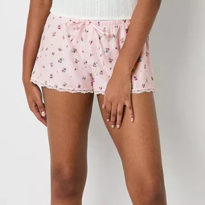 Arizona Body Low Rise Womens Flannel Juniors Pajama Shorts In Pink