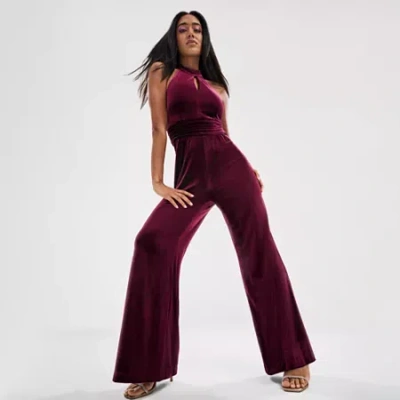 Bob Mackie Sleeveless Womens Jumpsuit In Burgundy