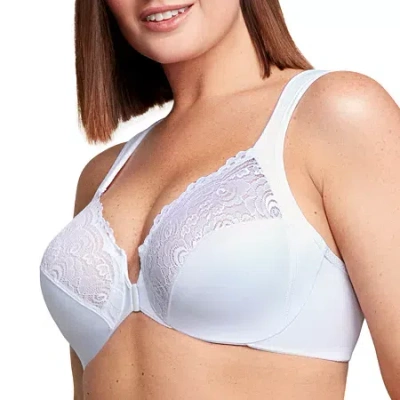Glamorise Elegance Wonderwire Front-close Underwire Unlined Full Coverage Bra 1245 In White