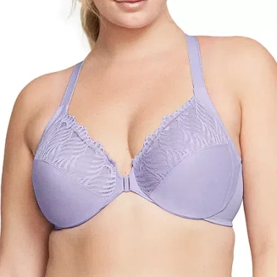 Glamorise Front-closure T-back Wonderwire Underwire Bra-1246 In Purple