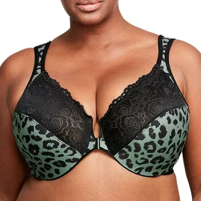 Glamorise Elegance Wonderwire Front-close Underwire Unlined Full Coverage Bra 1245 In Green