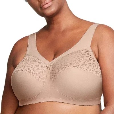Glamorise Cotton Magic Lift Support Unlined Wireless Full Coverage Bra 1001 In Brown