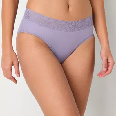 Ambrielle Everyday High Cut With Lace Trim Panty In Purple