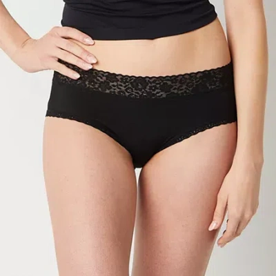 Ambrielle Everyday Hipster With Lace Trim Panty In Black