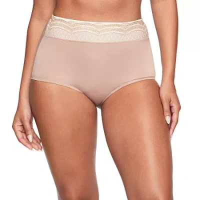 Warner's No Pinching No Problems Dig-free Comfort Waist With Lace Microfiber Brief Rs7401p In Sand