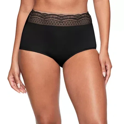 Warner's No Pinching No Problems Dig-free Comfort Waist With Lace Microfiber Brief Rs7401p In Black