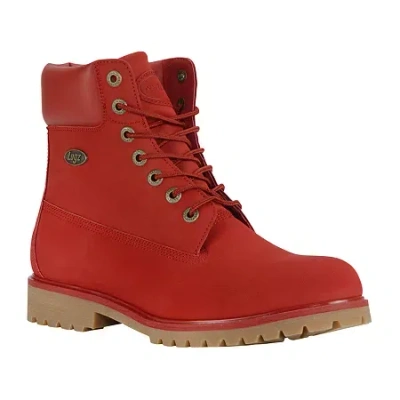 Lugz Mens Convoy Fleece Wide Block Heel Lace Up Boots In Red