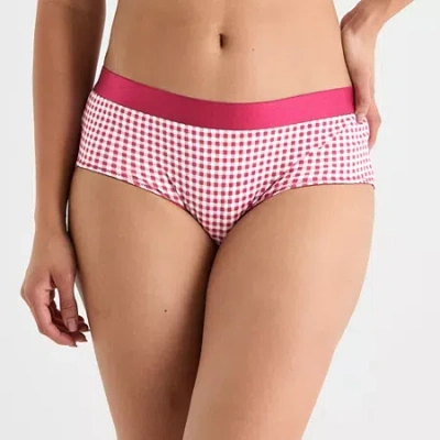 Arizona Body Cotton Elastic Waist Hipster Panty In Red