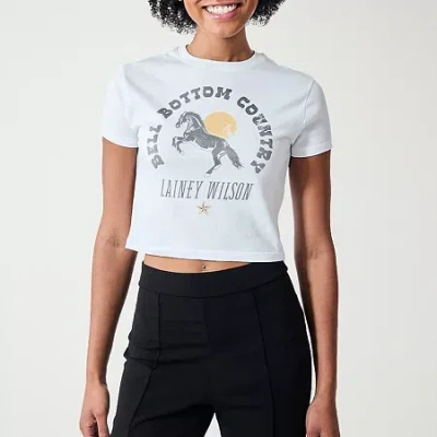 Bioworld Lainey Wilson Bell Bottom Womens Juniors Crew Neck Short Sleeve T-shirt In White