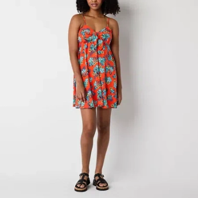 Mad Engine Lilo And Stitch The Movie Aloha Womens Juniors Sleeveless A-line Dress In Red