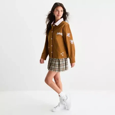 Hybrid Tees Womens Juniors Hello Kitty Lightweight Work Jacket In Brown