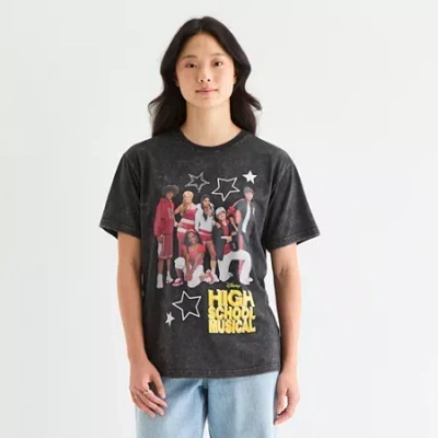 Mad Engine High School Musical Boyfriend Tee Womens Juniors Crew Neck Short Sleeve Loose Fit Graphic T-shirt In Black