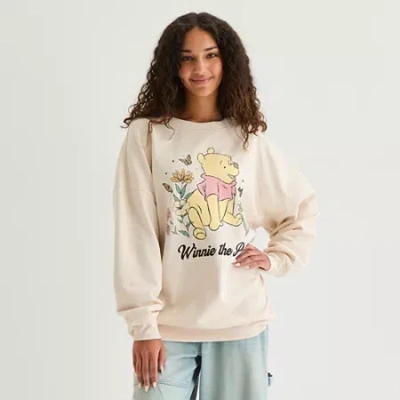 Mad Engine Womens Juniors Crew Neck Long Sleeve Embroidered Winnie The Pooh Sweatshirt In Neutral