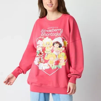 Hybrid Tees Strawberry Shortcake Womens Juniors Crew Neck Long Sleeve Sweatshirt In Red