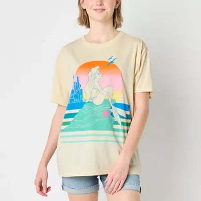 Freeze Boyfriend Tee Womens Juniors Crew Neck Short Sleeve Loose Fit The Little Mermaid Graphic T-shirt In Multi