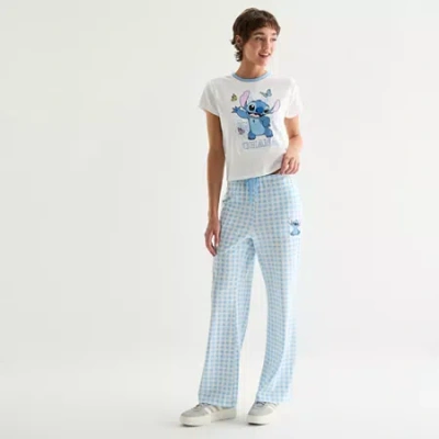 Hybrid Tees Womens Juniors Straight Lilo & Stitch Lounge Pant In Blue