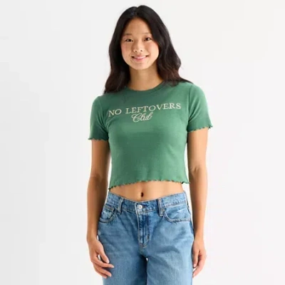 Grayson Threads, The Label No Leftovers Club Baby Tee Womens Juniors Crew Neck Short Sleeve Fitted Graphic T-shirt In Green
