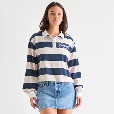 Grayson Threads, The Label Womens Juniors Long Sleeve Peanuts Snoopy Polo Shirt In Pink