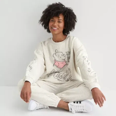 Mad Engine Womens Juniors Crew Neck Long Sleeve Embroidered Winnie The Pooh Sweatshirt In White