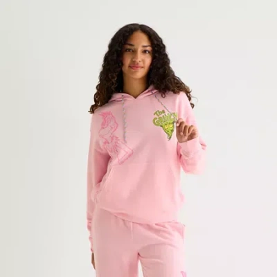 Hybrid Tees The Grinch Blah Blah Blah Womens Long Sleeve Grinch Fleece Hoodie In Pink