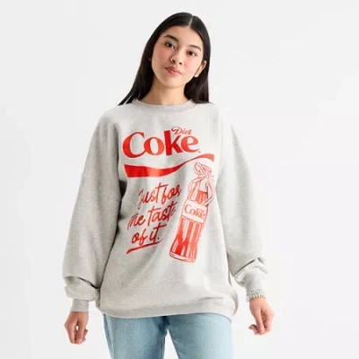 Grayson Threads, The Label Diet Coke Womens Juniors Crew Neck Long Sleeve Sweatshirt In Gray