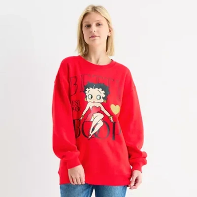 Freeze Womens Juniors Crew Neck Long Sleeve Betty Boop Sweatshirt In Multi
