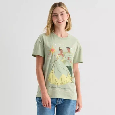 Hybrid Tees Womens Juniors Crew Neck Short Sleeve Regular Fit Princess & The Frog Graphic T-shirt In Green