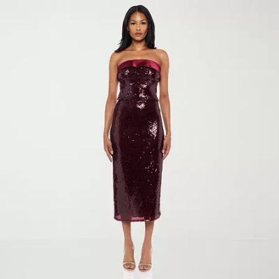 Premier Amour Womens Stretch Fabric Sequin Maxi Skirt In Red