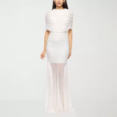 Premier Amour Womens Short Sleeve Evening Gown In White