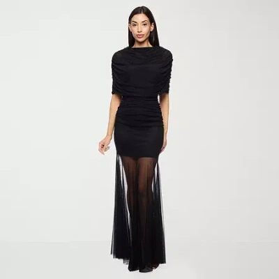 Premier Amour Womens Elbow Sleeve Evening Gown In Black