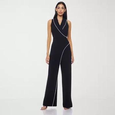 Premier Amour Womens V Neck Sleeveless Jumpsuit In Black