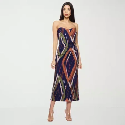 Premier Amour Womens Sleeveless Midi Sheath Dress In Blue