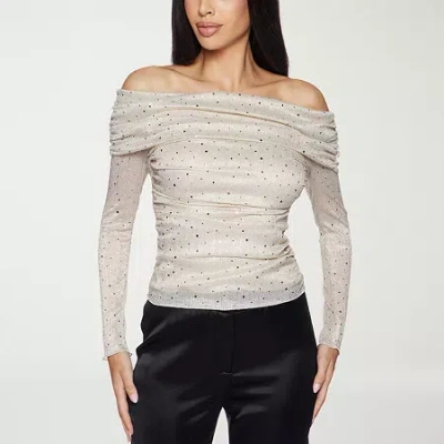 Premier Amour Off The Shoulder Womens Straight Neck Long Sleeve Blouse In Yellow