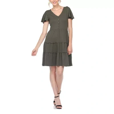 White Mark Womens Short Sleeve Sundress In Green