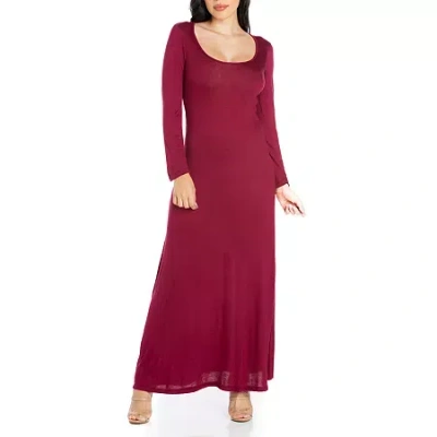 24seven Comfort Apparel Womens Plus Long Sleeve Maxi Dress In Red