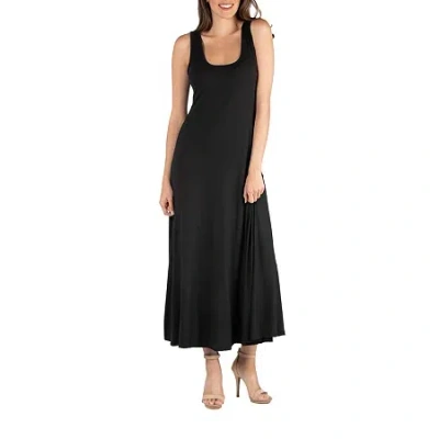 24seven Comfort Apparel 24/7 Comfort Apparel Slim Fit A Line Sleeveless Maxi Dress In Black