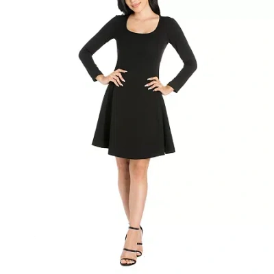 24seven Comfort Apparel 24/7 Comfort Apparel Womens Knee Length Skater Dress In Black
