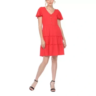 White Mark Womens Short Sleeve Sundress In Red