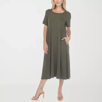 White Mark Womens Short Sleeve Midi Swing Dresses In Green