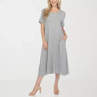 White Mark Womens Short Sleeve Midi Swing Dresses In Gray