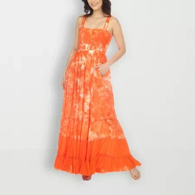 White Mark Womens Sleeveless Tie Dye Sundress In Orange