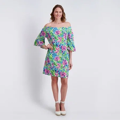 Stella Parker Womens 3/4 Sleeve Floral Blouson Dress In Multi
