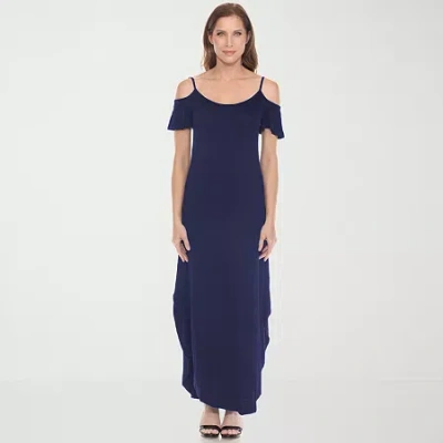 White Mark Womens Short Sleeve Sundress In Blue